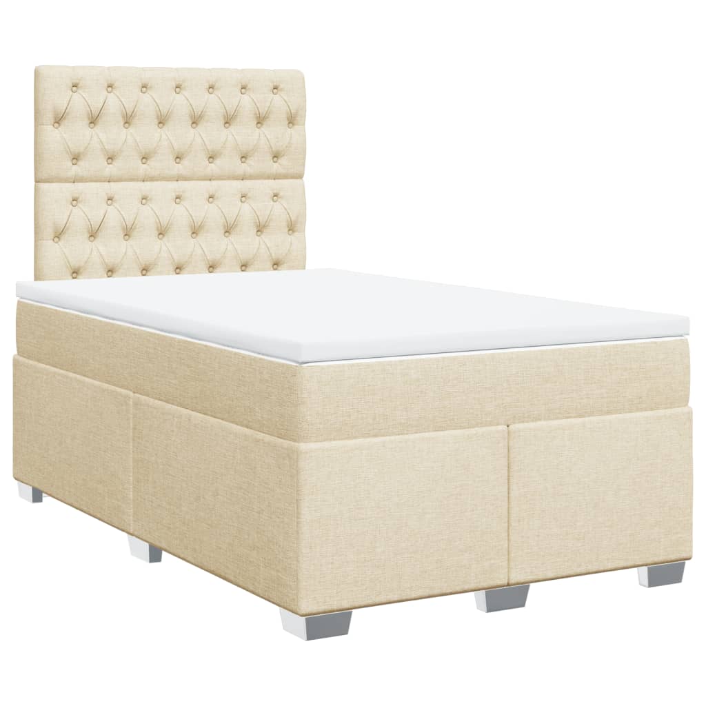 Bed slatted base with mattress Cream 120x200 cm Fabric