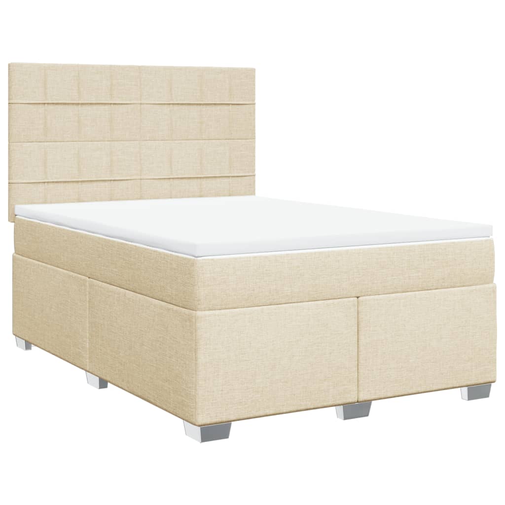 Bed slatted base with mattress Cream 140x190 cm Fabric