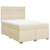 Bed slatted base with mattress Cream 140x190 cm Fabric