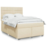 Bed slatted base with mattress Cream 140x190 cm Fabric