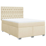 Bed slatted base with mattress Cream 140x190 cm Fabric