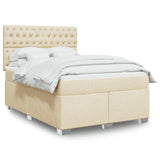 Bed slatted base with mattress Cream 140x190 cm Fabric