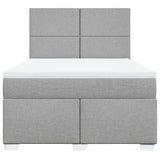 Slatted bed base with mattress Light grey 140x200cm Fabric