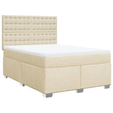 Bed slatted base with mattress Cream 140x200 cm Fabric