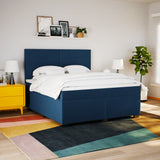 Slatted bed base with mattress Blue 180x200 cm Fabric