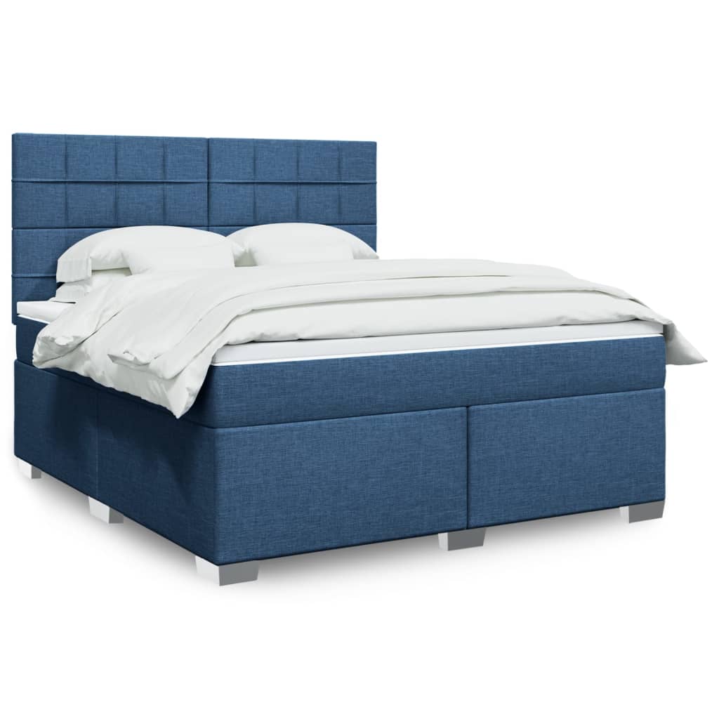 Slatted bed base with mattress Blue 180x200 cm Fabric