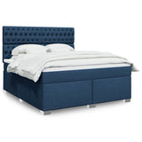 Slatted bed base with mattress Blue 180x200 cm Fabric