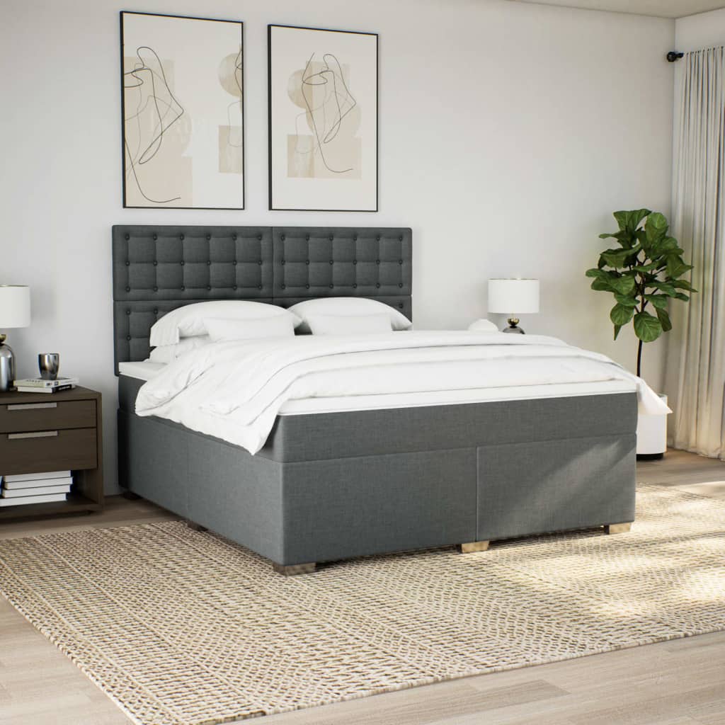 Slatted bed base with mattress Dark grey 180x200cm Fabric