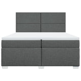 Sommier à lattes de lit avec matelas Gris foncé 200x200cm Tissu