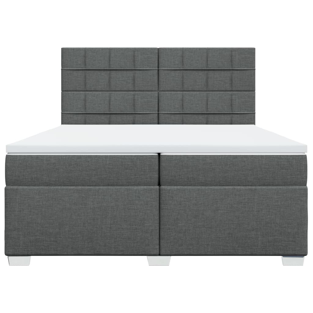 Sommier à lattes de lit avec matelas Gris foncé 200x200cm Tissu