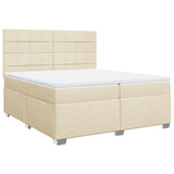 Bed slatted base with mattress Cream 200x200 cm Fabric