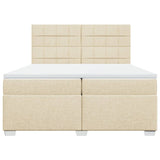 Bed slatted base with mattress Cream 200x200 cm Fabric