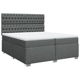 Sommier à lattes de lit avec matelas Gris foncé 200x200cm Tissu