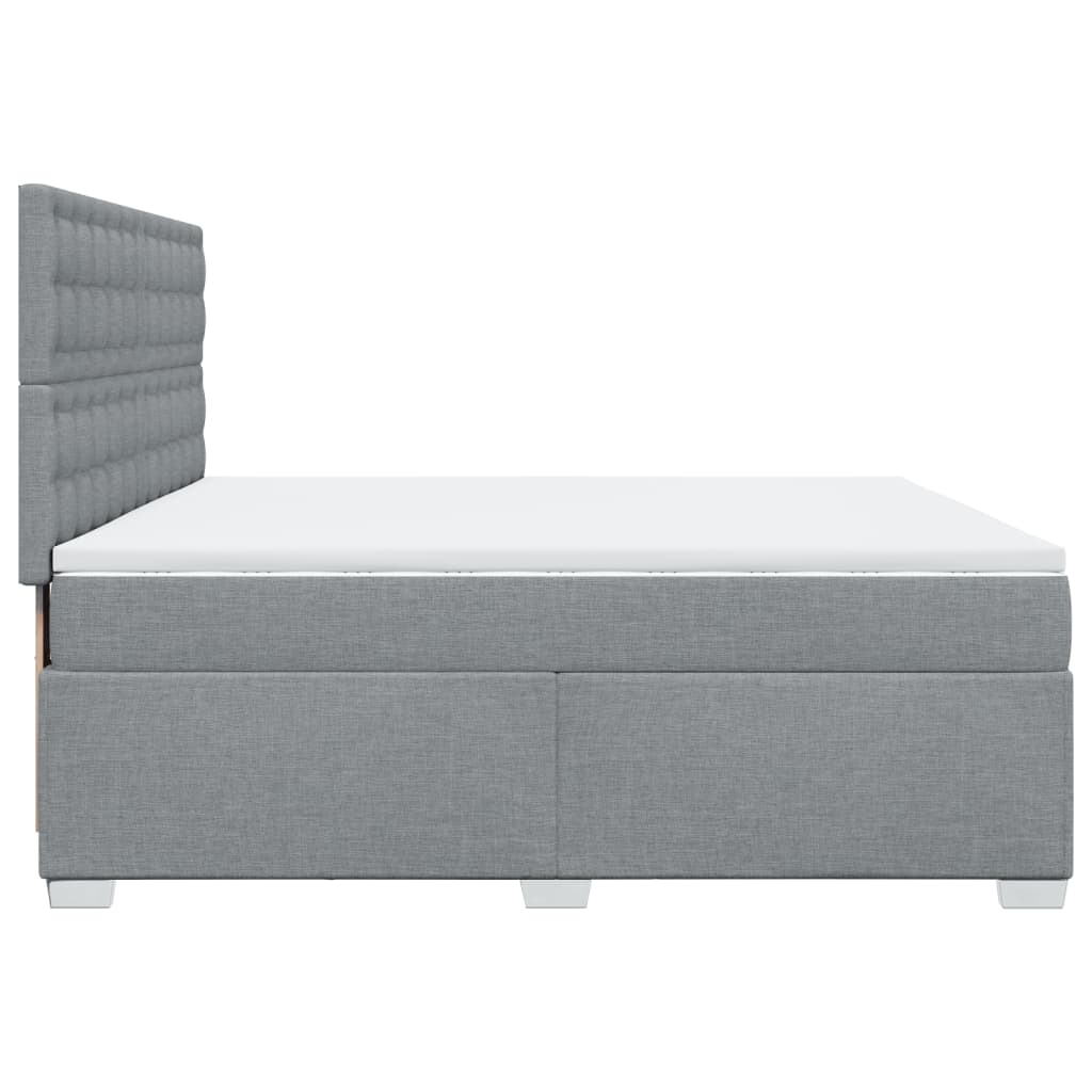 Sommier à lattes de lit avec matelas Gris clair 200x200cm Tissu