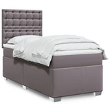 Bed slatted base with mattress Grey 80x200 cm Faux leather