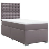 Bed slatted base with mattress Grey 90x200 cm Faux leather