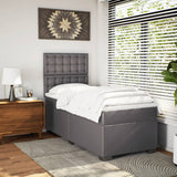 Bed slatted base with mattress Grey 90x200 cm Faux leather