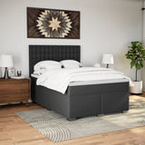 Slatted bed base with mattress Black 140x200 cm Faux leather