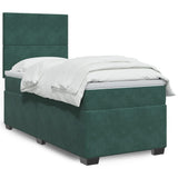 Slatted bed base with mattress Dark green 90x190 cm