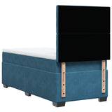 Slatted bed base with blue mattress 90x190 cm velvet