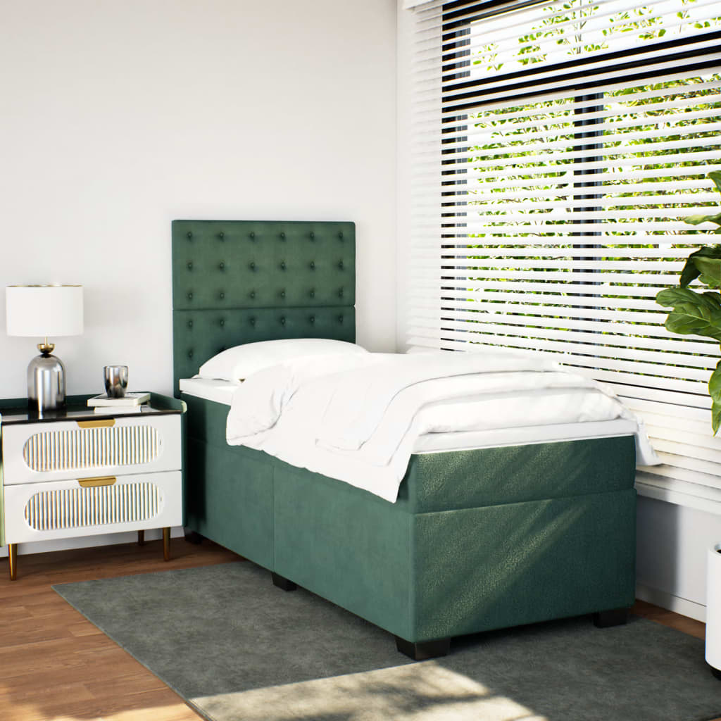 Slatted bed base with mattress Dark green 100x200 cm