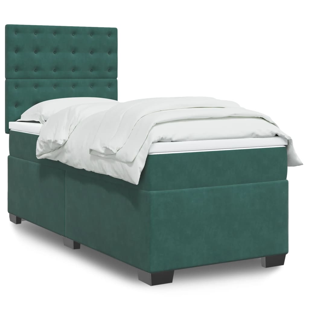 Slatted bed base with mattress Dark green 100x200 cm