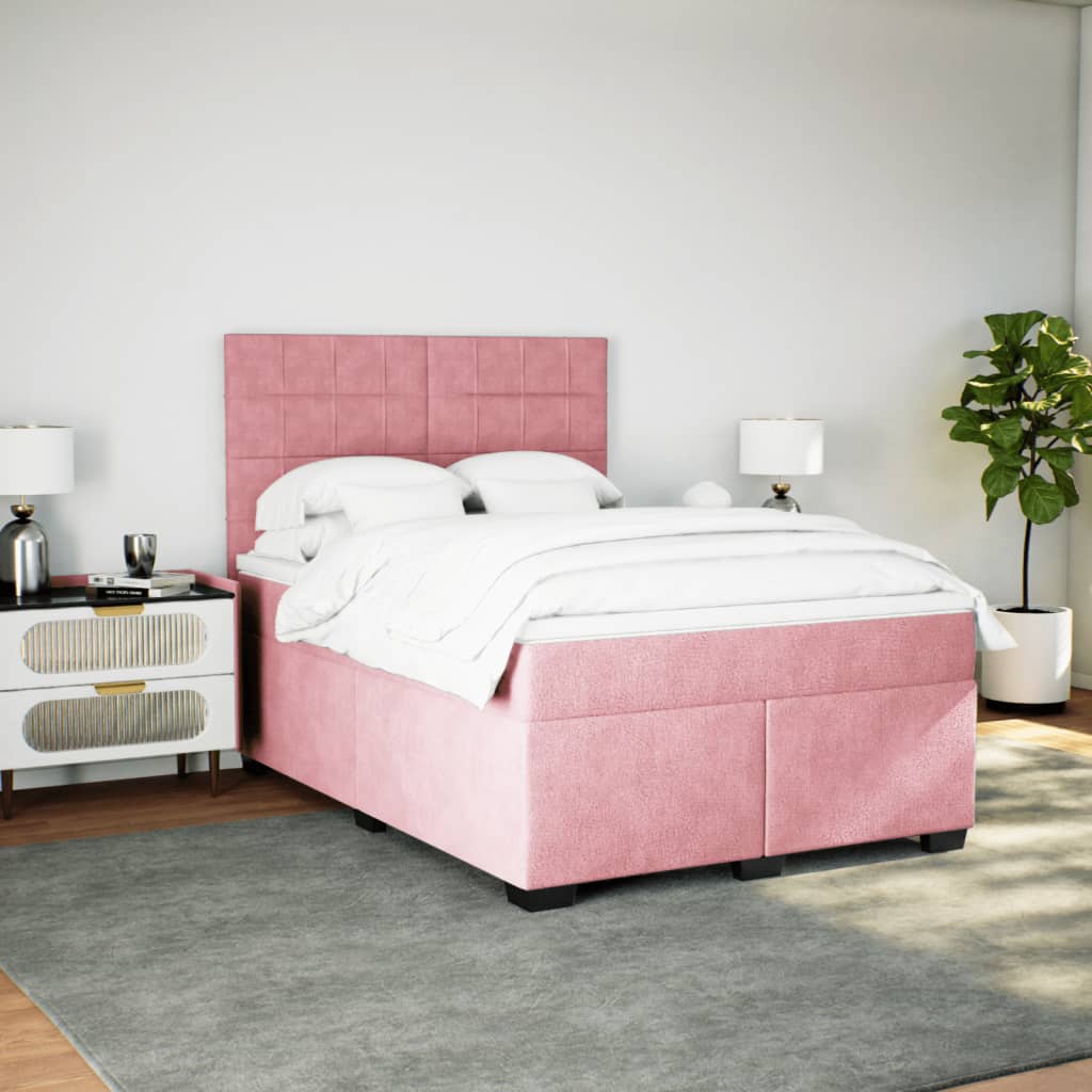 Slatted bed base with mattress Rose 140x190 cm Velvet