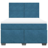 Slatted bed base and blue mattress 140x200 cm velvet