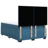 Slatted bed base and blue mattress 140x200 cm velvet