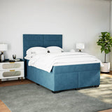 Slatted bed base and blue mattress 140x200 cm velvet