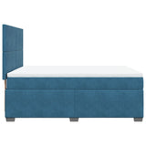 Slatted bed base and blue mattress 160x200 cm velvet