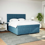 Slatted bed base and blue mattress 180x200 cm velvet