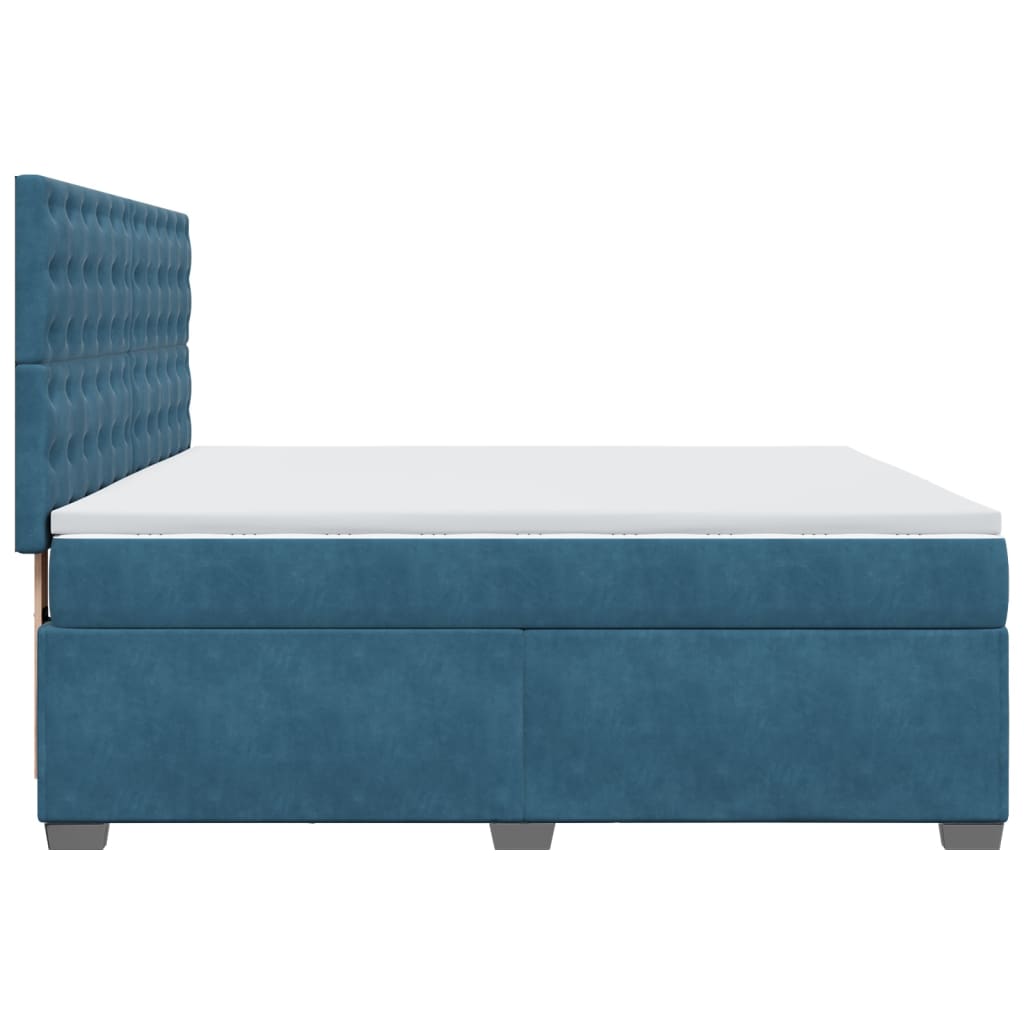 Slatted bed base and blue mattress 180x200 cm velvet