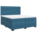 Slatted bed base and mattress Blue 200x200 cm velvet