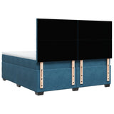 Slatted bed base and mattress Blue 200x200 cm velvet