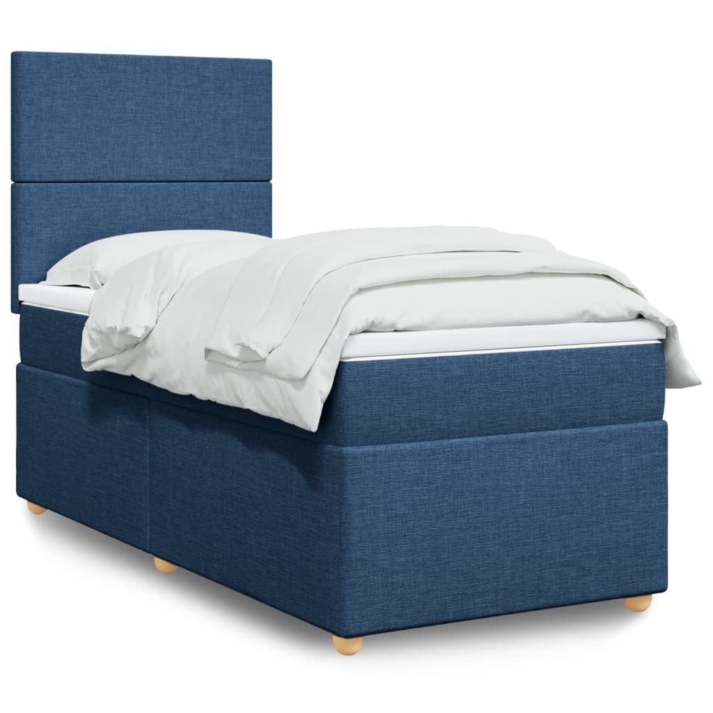 Slatted bed base with mattress Blue 80x200 cm Fabric