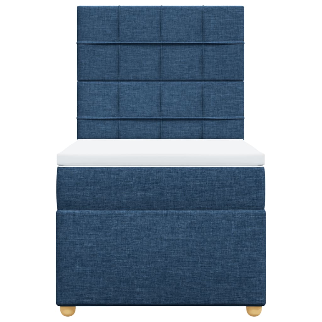 Slatted bed base with mattress Blue 80x200 cm Fabric