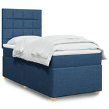 Slatted bed base with mattress Blue 80x200 cm Fabric