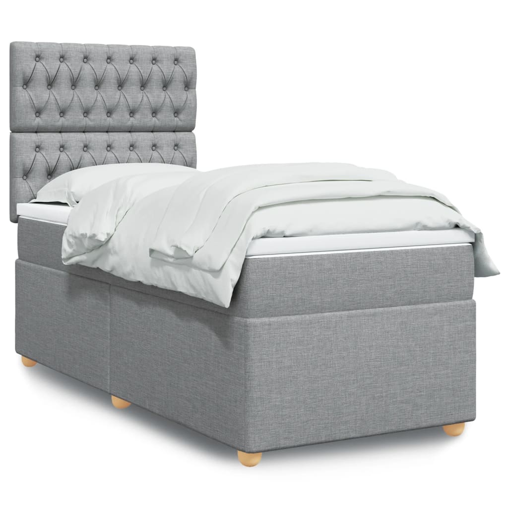 Sommier à lattes de lit avec matelas Gris clair 90x200 cm Tissu