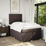 Dark brown slatted bed base and mattress 120x190cm fabric