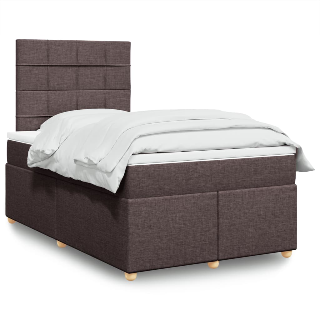 Dark brown slatted bed base and mattress 120x190cm fabric