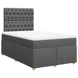 Slatted bed base with dark gray mattress 120x190cm fabric