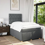 Slatted bed base with dark gray mattress 120x190cm fabric