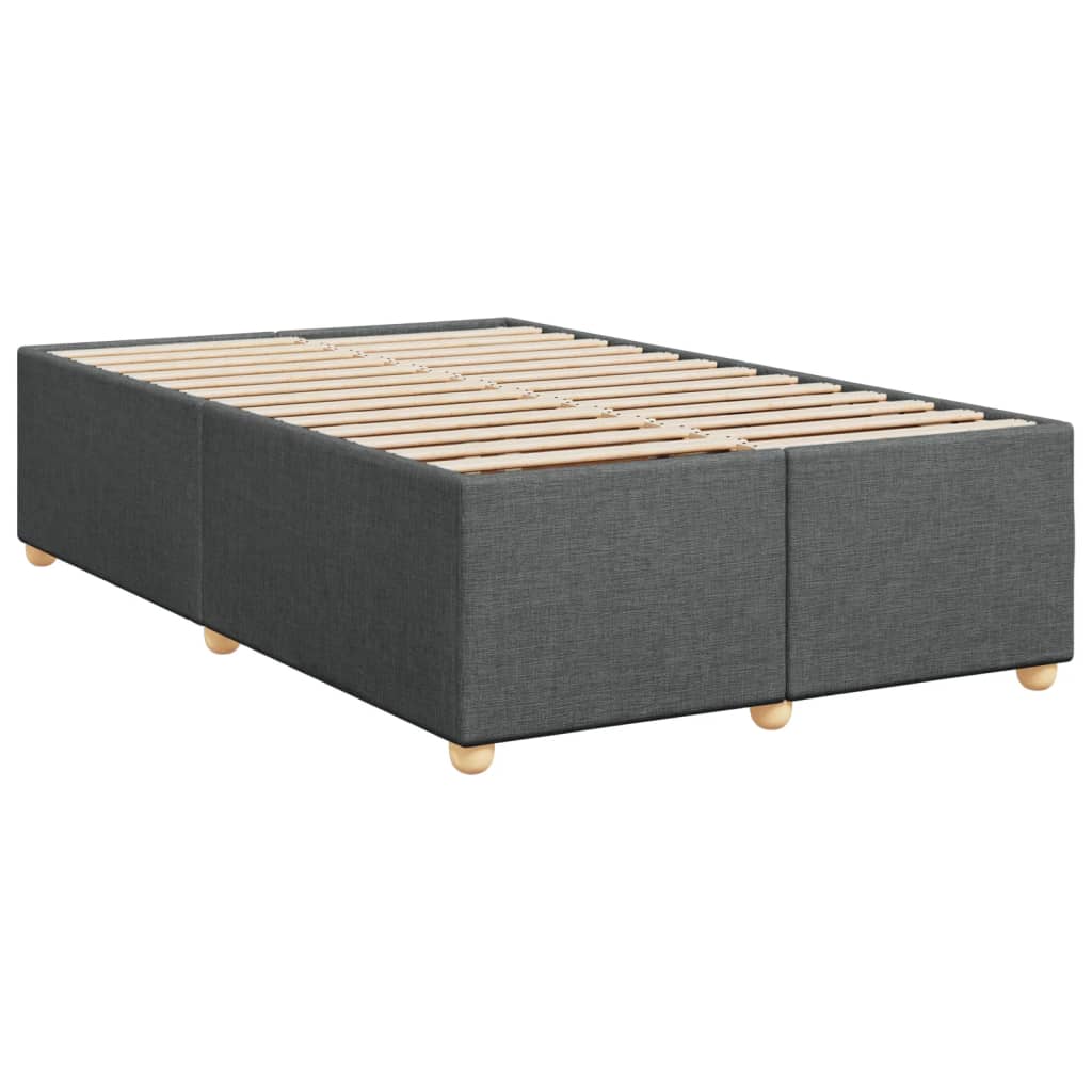 Slatted bed base with dark gray mattress 120x190cm fabric