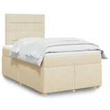 Bed slatted base with mattress Cream 120x200 cm Fabric