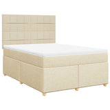 Bed slatted base with mattress Cream 140x190 cm Fabric