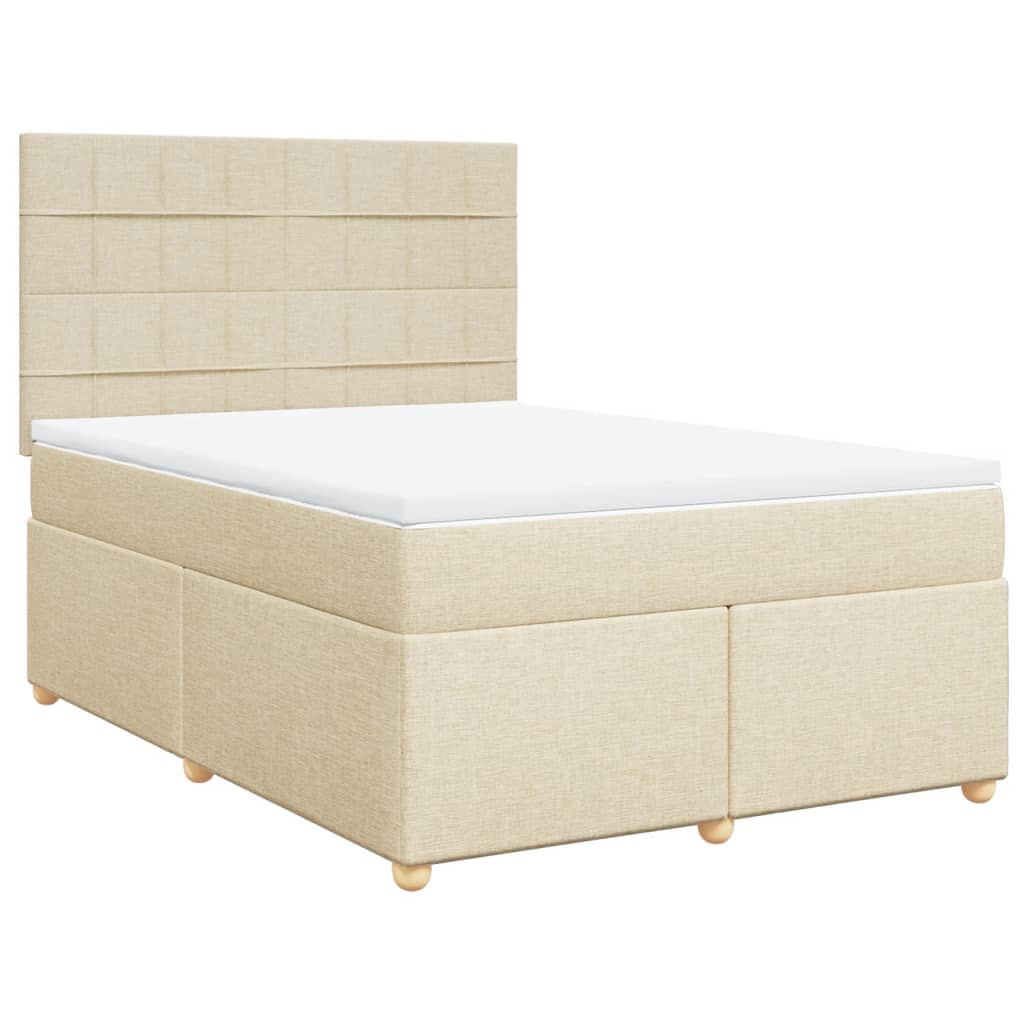 Bed slatted base with mattress Cream 140x200 cm Fabric