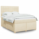 Bed slatted base with mattress Cream 140x200 cm Fabric