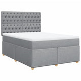 Slatted bed base with mattress Light grey 140x200cm Fabric