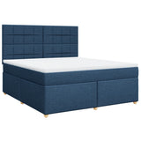 Slatted bed base with mattress Blue 180x200 cm Fabric